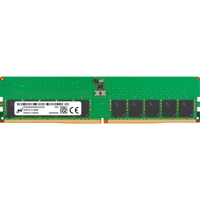 Модуль памяти для сервера Micron 32GB DDR5 ECC UDIMM 2Rx8 5600 CL46 (16Gbit) (Single Pack) (MTC20C2085S1EC56BR)