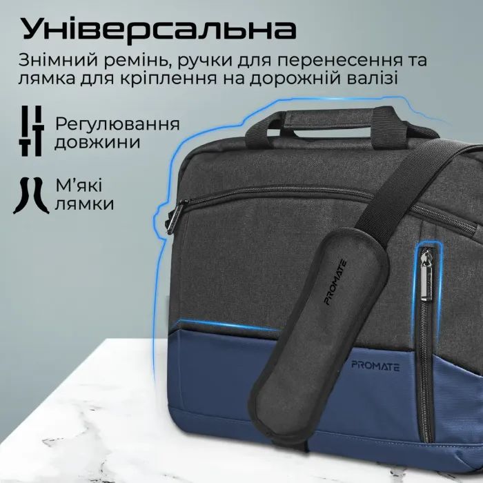 Сумка для ноутбука Promate 15.6" Satchel-MB Blue (satchel-mb.blue) изображение 6