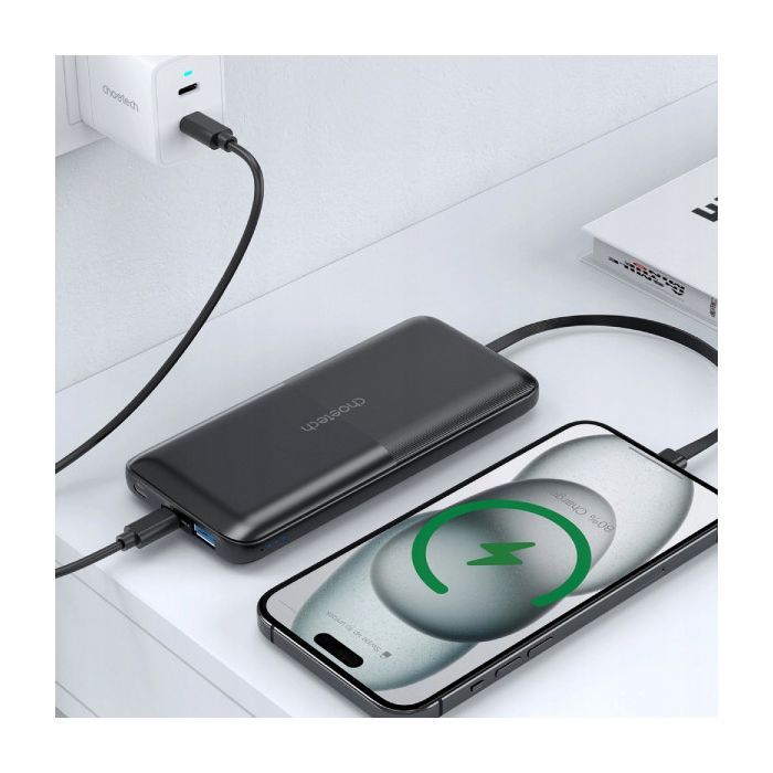 Батарея универсальная Choetech 10000mAh 22,5W, MicroUSB, USB-A, USB-C, build-in USB-C/Lightning cable (B654-BK) изображение 4