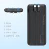 Батарея универсальная Choetech 10000mAh 22,5W, MicroUSB, USB-A, USB-C, build-in USB-C/Lightning cable (B654-BK) изображение 5