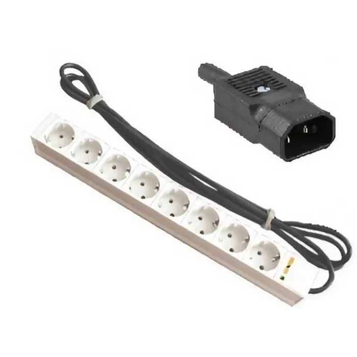 Силовий блок 19" 1U 8xSchuko, вилка IEC C14, кабель 3м. Conteg (DP-RP-08-SCHUF-IEEC14) зображення 2