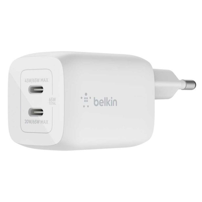 Зарядний пристрій Belkin 65W 2хUSB-С GAN PD PPS white (WCH013VFWH)