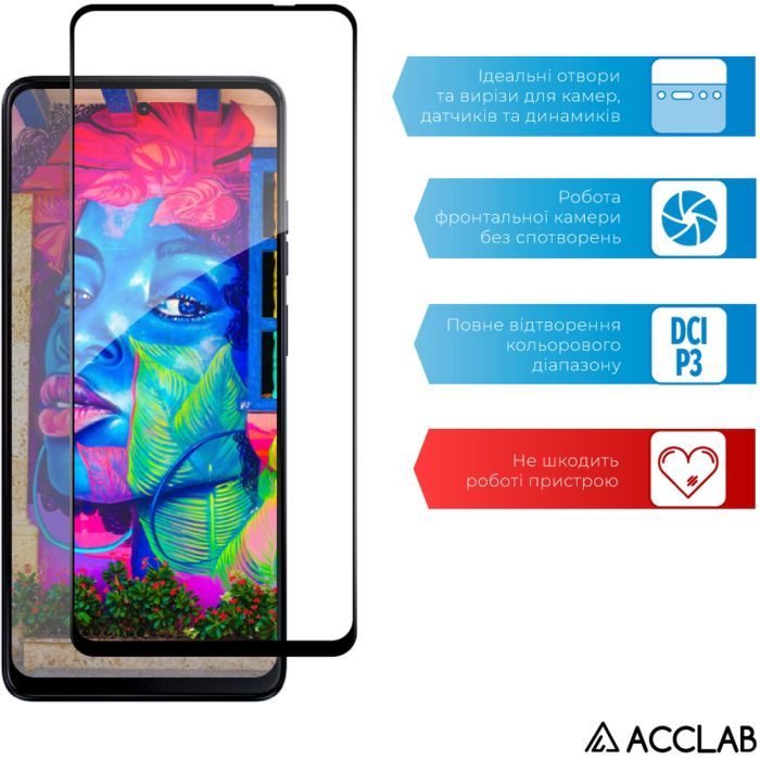 Скло захисне ACCLAB Full Glue MOTO G04s Black (1283126612862) зображення 5
