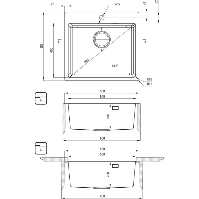 Мийка кухонна Deante Olfato ZPO_D10B + зміш. BQO_D72M (ZPOED10B) зображення 6