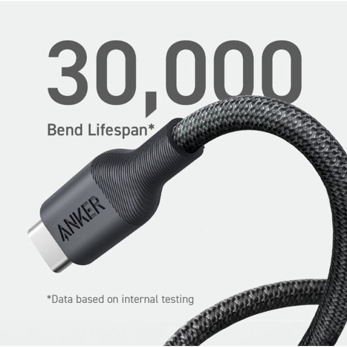 Дата кабель USB-C to USB-C 0.9m 140W bio-nylon 544 black Anker (A80F5H11) зображення 2
