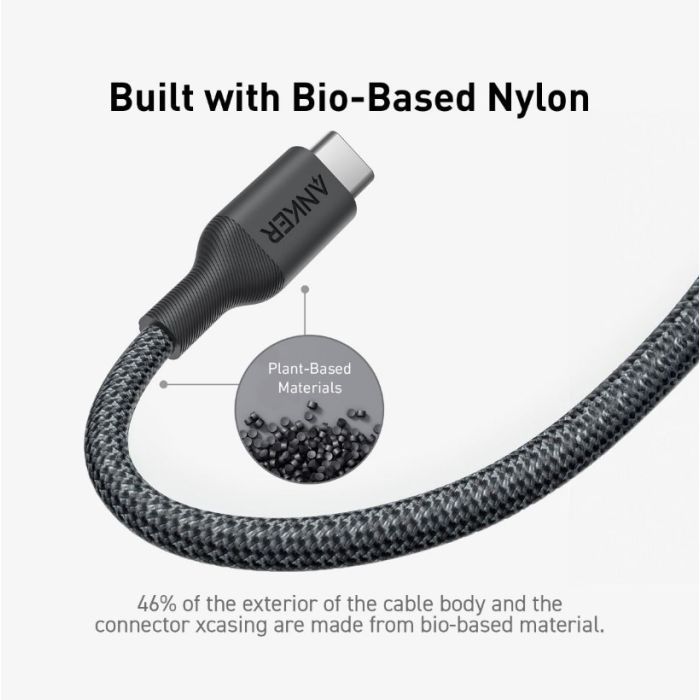 Дата кабель USB-C to USB-C 0.9m 140W bio-nylon 544 black Anker (A80F5H11) зображення 6