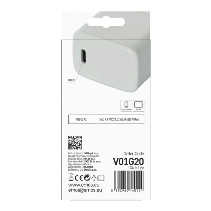 Зарядное устройство EMOS V01G20 USB-C PD20W GaN (V01G20) изображение 7