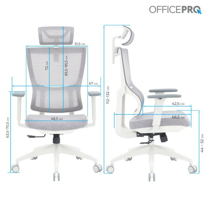 Офісне крісло OfficePro Elegant OC600-W-LG-LG (OC600-W-LG-LG) зображення 11