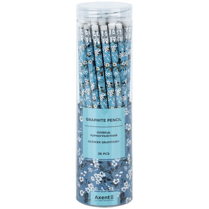 Карандаш графитный Axent Evening Light круглый, с резинкой, НВ (9009/36-17-A) изображение 2