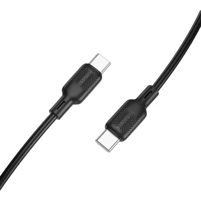 Дата кабель USB-C to USB-C 1.0m 60W silicone black BOROFONE (6941991115455)