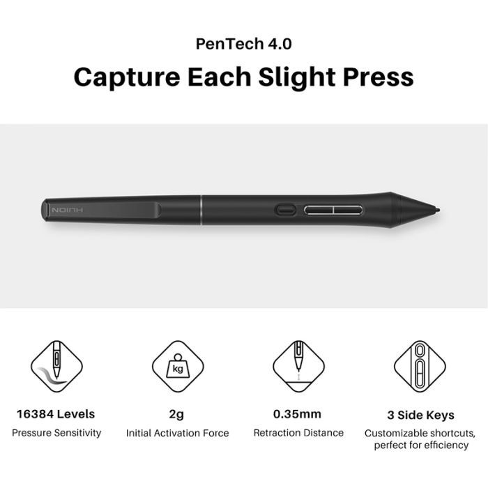 Графічний планшет Huion Kamvas 13 Gen 3 Black + рукавичка (GS1333) зображення 4