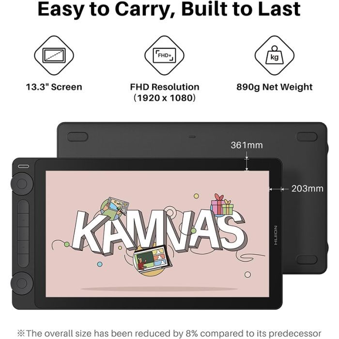 Графічний планшет Huion Kamvas 13 Gen 3 Black + рукавичка (GS1333) зображення 6