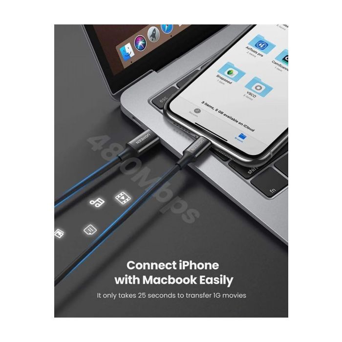 Дата кабель USB-C to Lightning 1.0m 3A US171 white UGREEN (10493) изображение 2