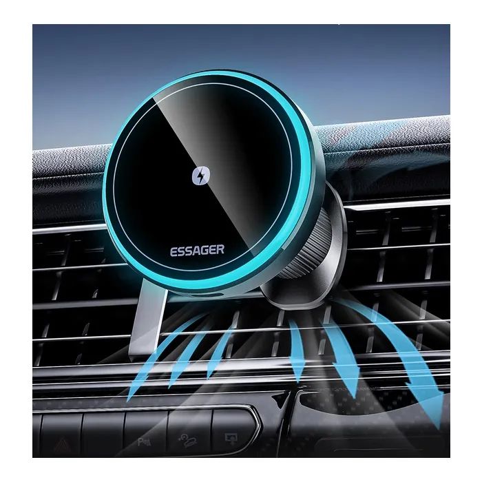 Универсальный автодержатель Essager Element magnetic wireless charging car bracket outlet+paste mode (EZJCX-YS01-Z) изображение 5