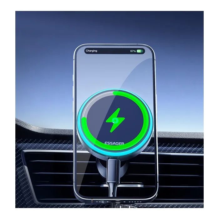 Универсальный автодержатель Essager Element magnetic wireless charging car bracket outlet+paste mode (EZJCX-YS01-Z) изображение 7
