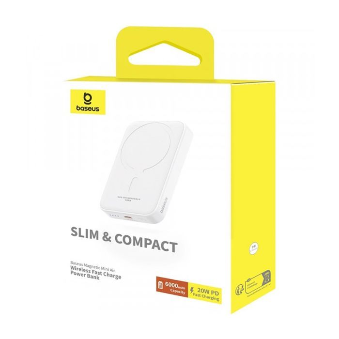 Батарея универсальная Baseus Magnetic Wireless Mini Air 6000mAh 20W PD, QC, Qi-15W, Black (P10059002113-00) изображение 7