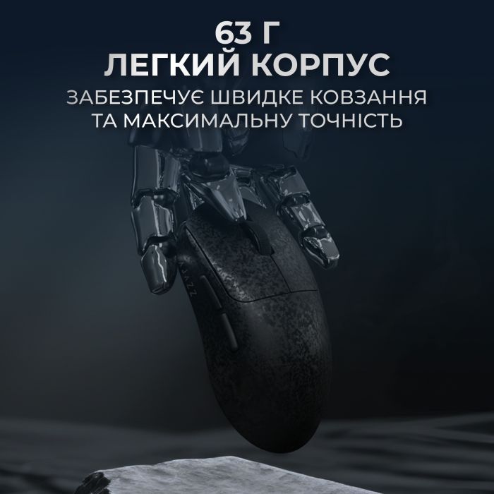 Мышка Ajazz AJ199 MAX Carbon fiber Wireless/Bluetooth/USB White (AJ199-MAX-W) изображение 11