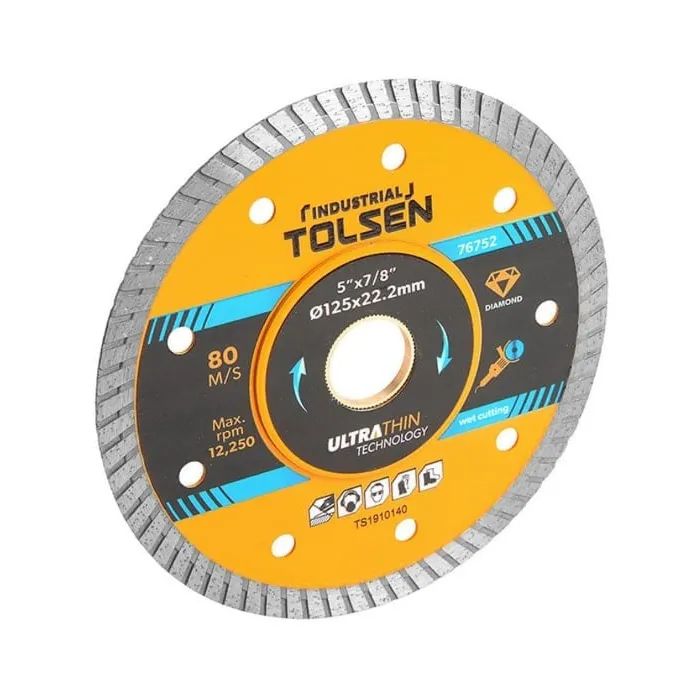 Круг отрезной Tolsen ПРОФИ алмазный ультратонкий 180х22.2 мм Турбо 8х1.6мм (76753)