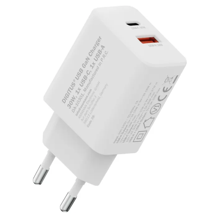 Зарядний пристрій Digitus 1xUSB-C + 1xUSB 30W GaN (DA-10301) зображення 2