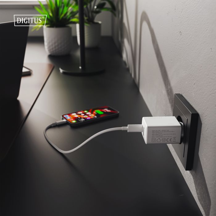 Зарядний пристрій Digitus 1xUSB-C + 1xUSB 30W GaN (DA-10301) зображення 5