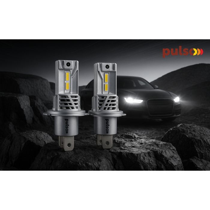Автолампа PULSO LED-chips 7535/9-18v/2x28w/6000Lm/6500K (M6-H4) изображение 4