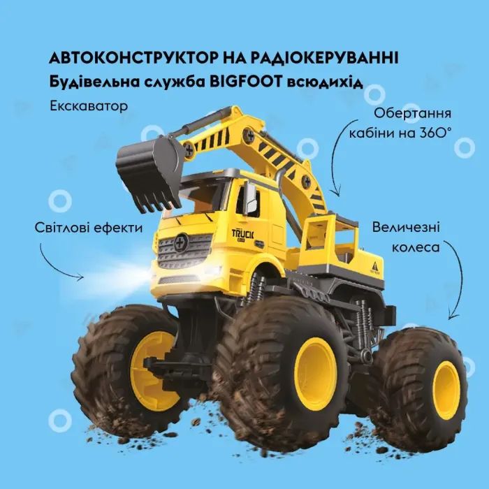 Конструктор Otamanko Автоконструктор BIGFOOT Вездеход Экскаватор (FY002A (yellow)) изображение 2