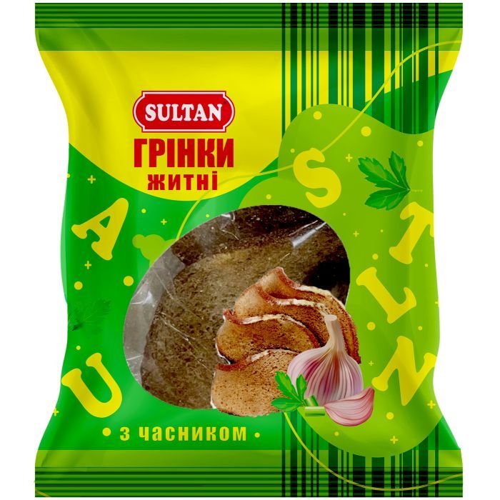 Сухарики Sultan ржаные с чесноком 80 г (slt.50977)