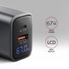 Зарядний пристрій AXAGON 1xUSB-C PD67W + 1xUSB QC4+ PPS display gray (ACU-PQ67D) зображення 2