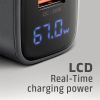 Зарядний пристрій AXAGON 1xUSB-C PD67W + 1xUSB QC4+ PPS display gray (ACU-PQ67D) зображення 3