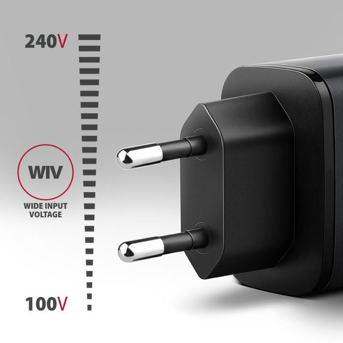 Зарядний пристрій AXAGON 1xUSB-C PD67W + 1xUSB QC4+ PPS display gray (ACU-PQ67D) зображення 4