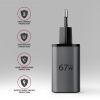 Зарядний пристрій AXAGON 1xUSB-C PD67W + 1xUSB QC4+ PPS display gray (ACU-PQ67D) зображення 6