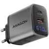 Зарядний пристрій AXAGON 1xUSB-C PD67W + 1xUSB QC4+ PPS display gray (ACU-PQ67D)