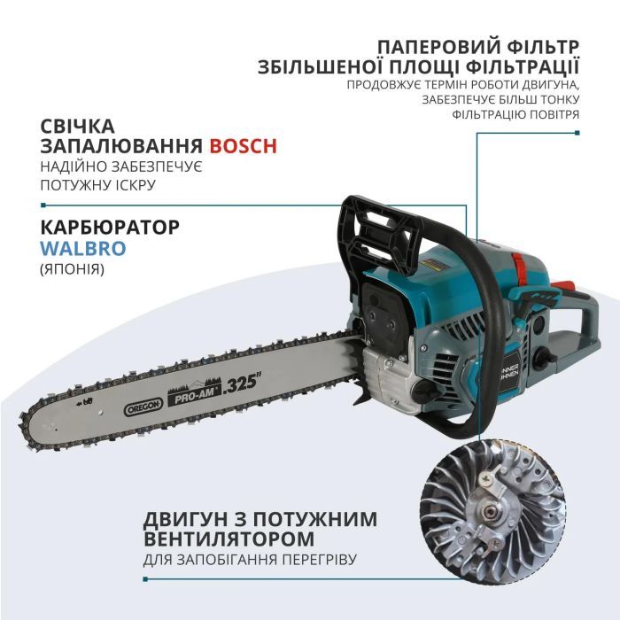 Набір інструментів Toptul Пила бензинова Konner&Sohnen KS CS31G-20-1 50см 54.5см3 5.6кг (KSCS31G-20-1) зображення 3