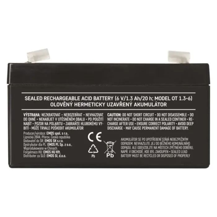Батарея к ИБП EMOS B9651 AGM 6V 1.3Ah fast 4,7mm (B9651) изображение 5