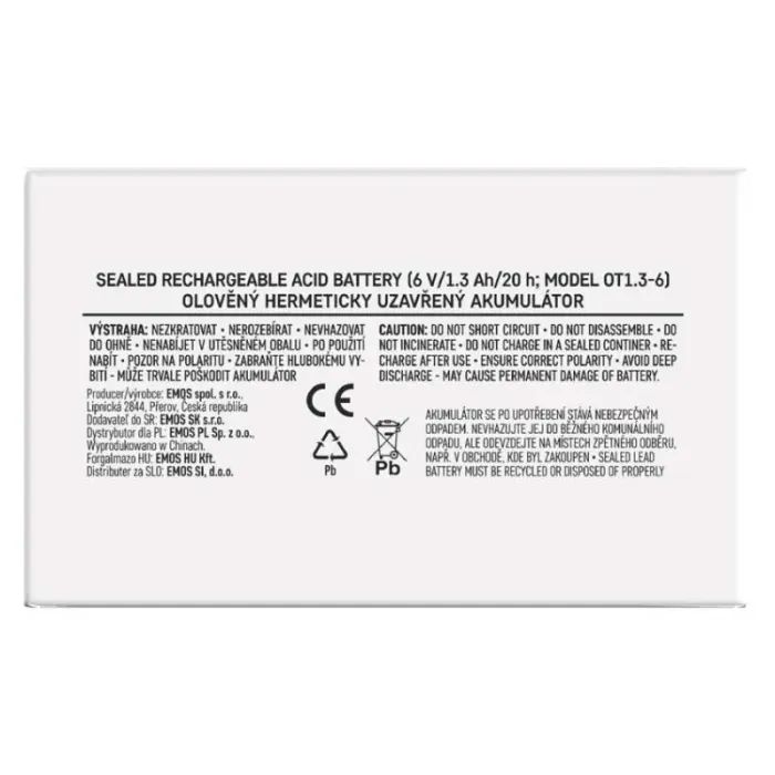 Батарея к ИБП EMOS B9651 AGM 6V 1.3Ah fast 4,7mm (B9651) изображение 7