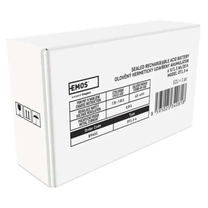 Батарея к ИБП EMOS B9651 AGM 6V 1.3Ah fast 4,7mm (B9651) изображение 9