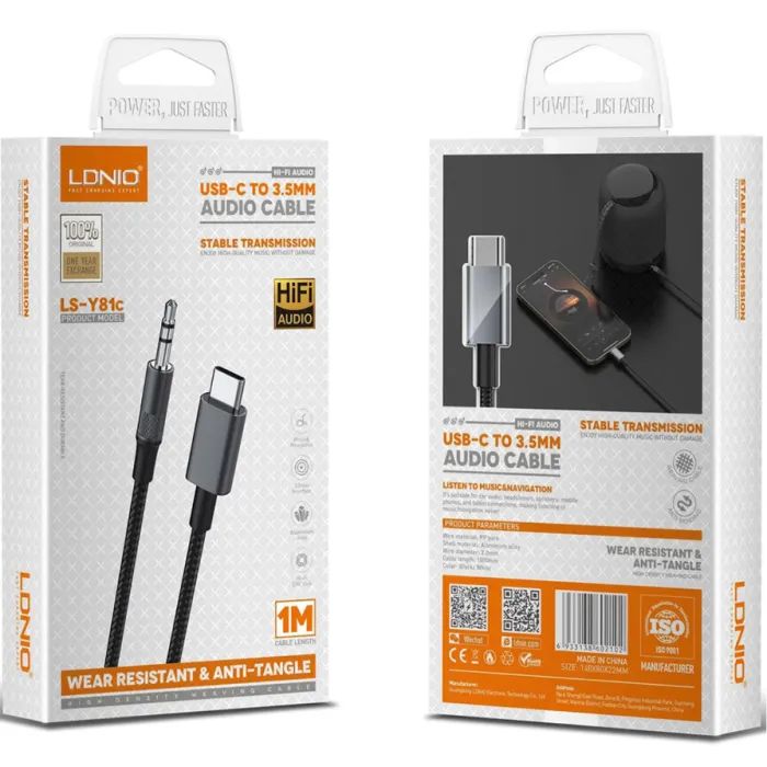 Кабель мультимедийный USB-C M to 3.5mm F LDNIO (LSY81c) изображение 3