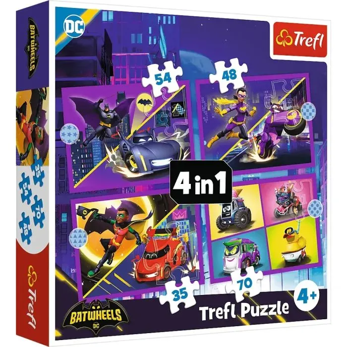 Пазл Trefl Batwheels Зустрічайте Batwheels 4 в 1 (35, 48, 54, 70) (5900511346589)