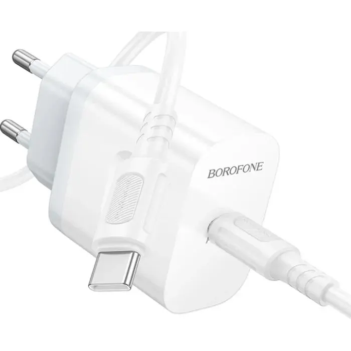 Зарядное устройство BOROFONE USB-C PD20W + cable USB-C to USB-C white (6941991121371) изображение 3