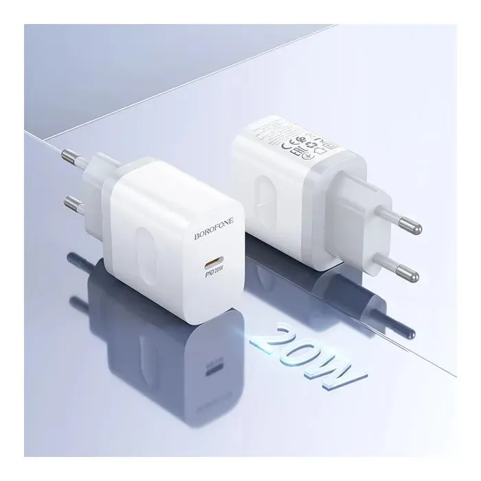 Зарядное устройство BOROFONE USB-C PD20W + cable USB-C to USB-C white (6941991121371) изображение 9