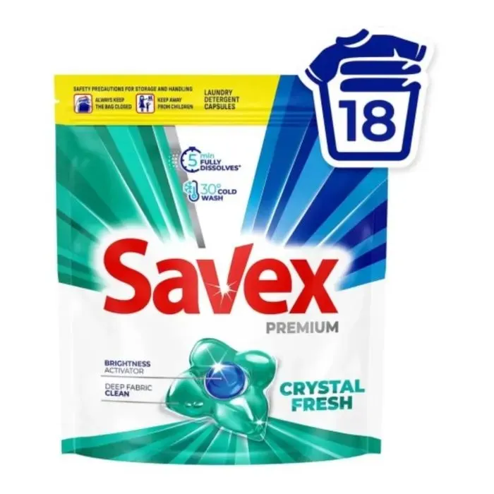 Капсули для прання Savex Premium Caps Crystal Fresh 18 шт. (3800024050244)
