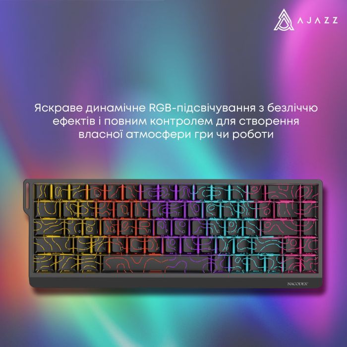 Клавіатура Ajazz NacodeX NK68 V2 Red Switch LED USB UA White (NK68-V2-R-S-W) зображення 13