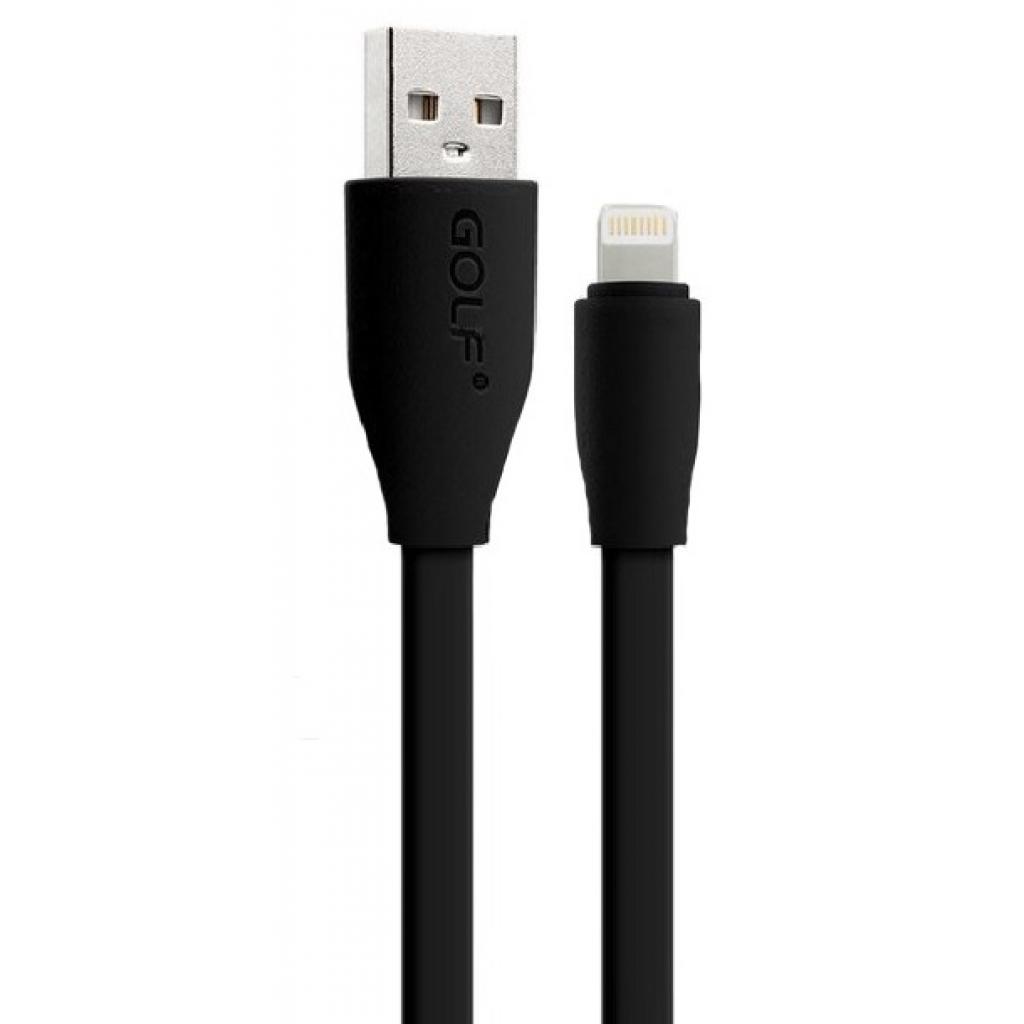 Дата кабель USB 2.0 AM to Lightning 1.0m Flat Black Golf (46458)