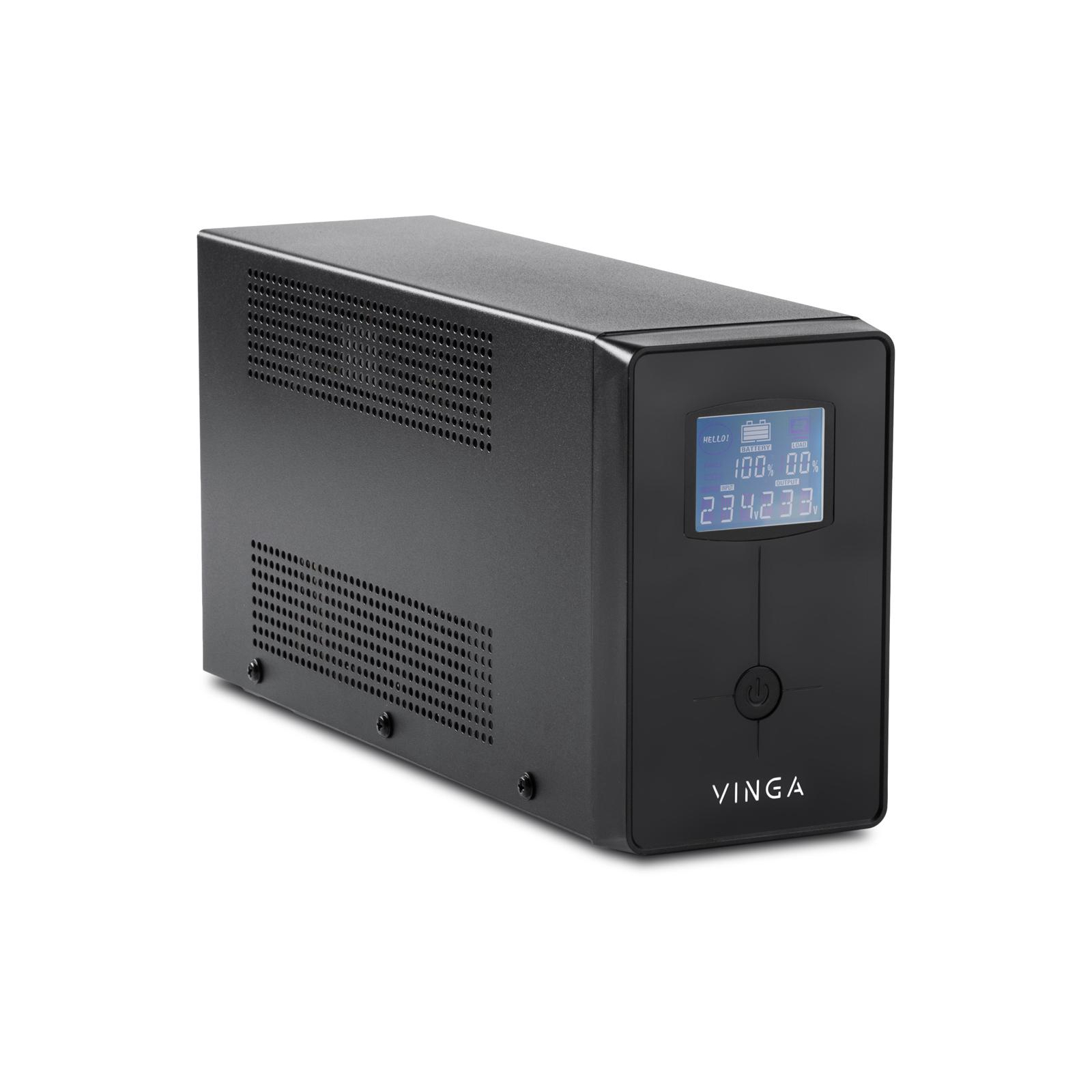 Пристрій безперебійного живлення Vinga LCD 1200VA metal case with USB (VPC-1200MU) зображення 2