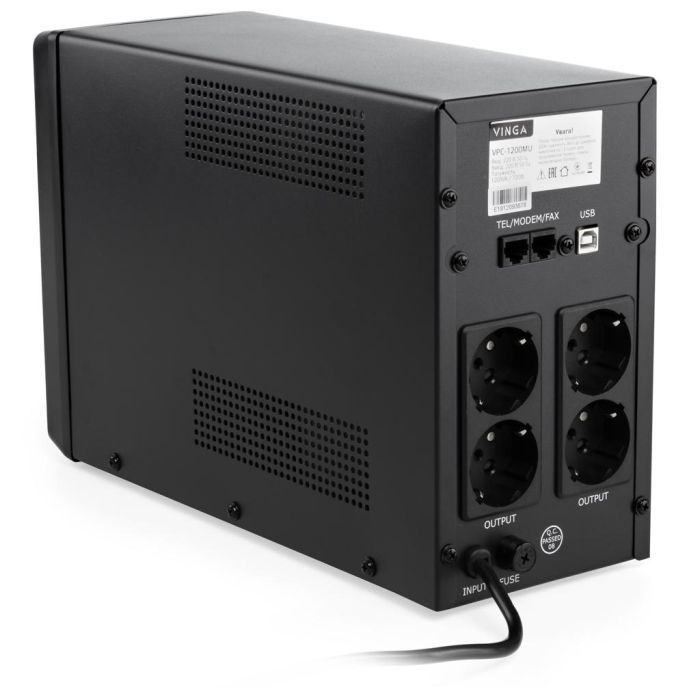 Пристрій безперебійного живлення Vinga LCD 1200VA metal case with USB (VPC-1200MU) зображення 7