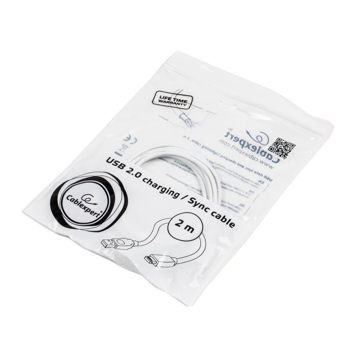 Дата кабель USB 2.0 AM to Lightning 2.0m Cablexpert (CC-USB2-AMLM-2M-W) изображение 4
