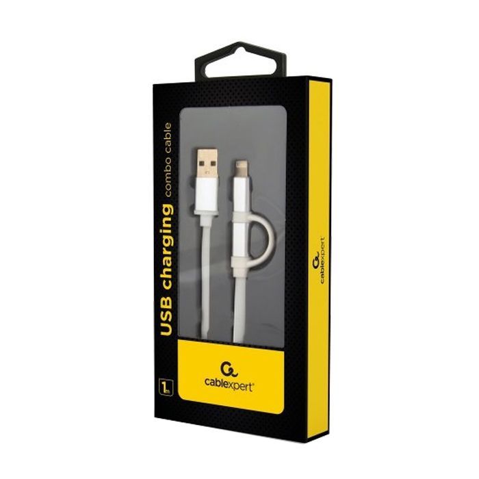 Дата кабель USB 2.0 AM to Lightning/Micro 1.0m Cablexpert (CC-USB2-AM8PmB-1M-SV) изображение 2
