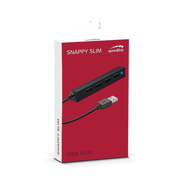 Концентратор Speedlink SNAPPY SLIM USB Hub, 4-Port, USB 2.0, Passive, Black (SL-140000-BK) изображение 2