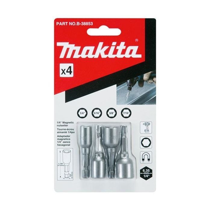 Набор инструментов Makita насадок магнитных дюймовых, 4 шт. (B-38853)