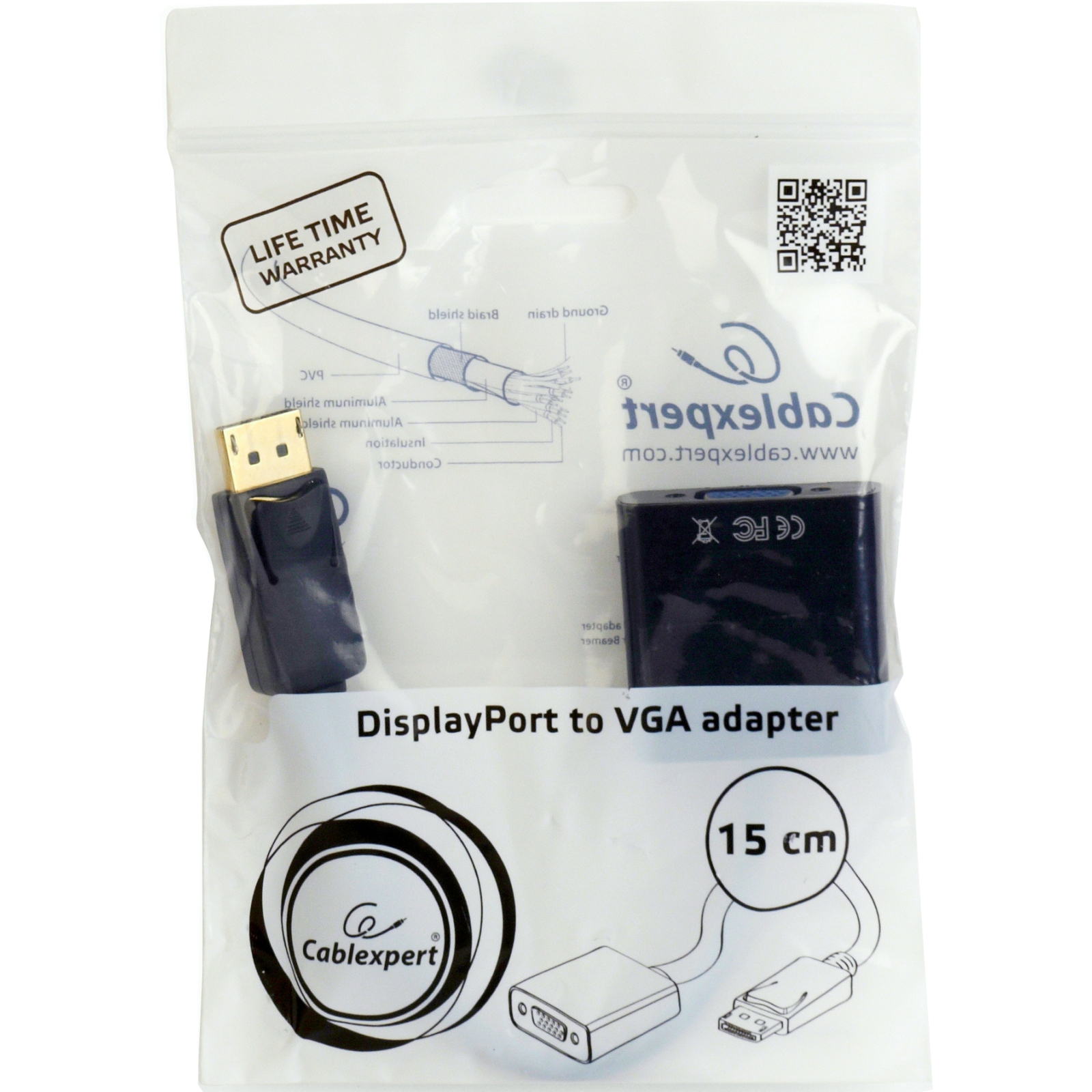 Переходник DisplayPort to VGA Cablexpert (A-DPM-VGAF-02-W) изображение 2